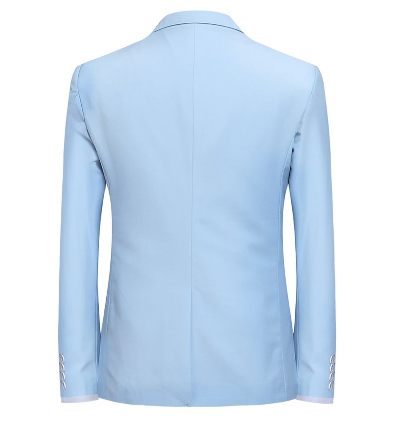 YFFUSHI Slim Fit 2 Piece Suit For Men One Button Casual/Formal/Wedding Tuxedo,Light Blue,Large - Image 3
